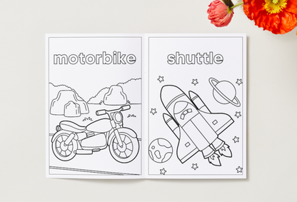 Cars, Buses and Trucks – Printable Colouring Book (PDF Download)
