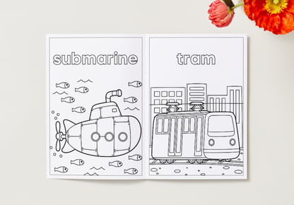 Cars, Buses and Trucks – Printable Colouring Book (PDF Download)