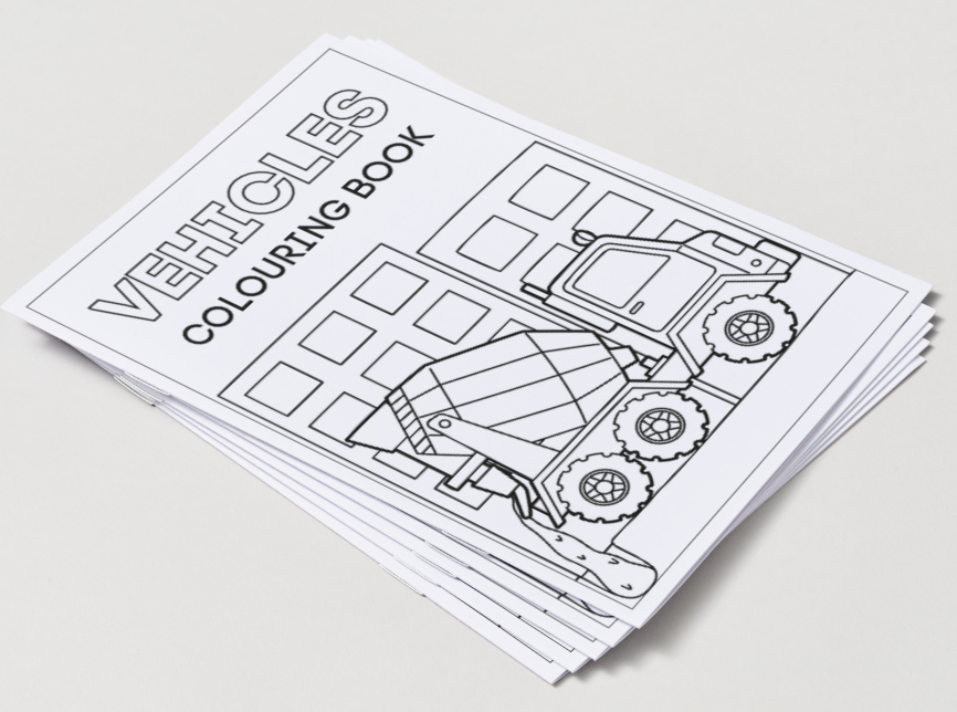 Cars, Buses and Trucks – Printable Colouring Book (PDF Download)