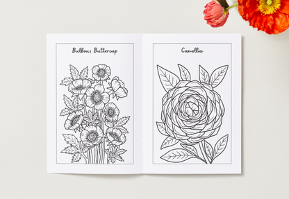 Flowers – Printable Colouring Book (PDF Download)