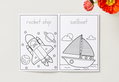 Transport – Printable Colouring Book (PDF Download)