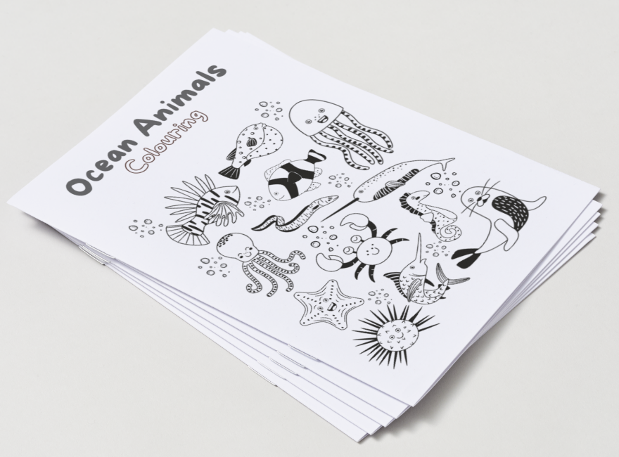 Ocean Animals – Printable Colouring Book (PDF Download)